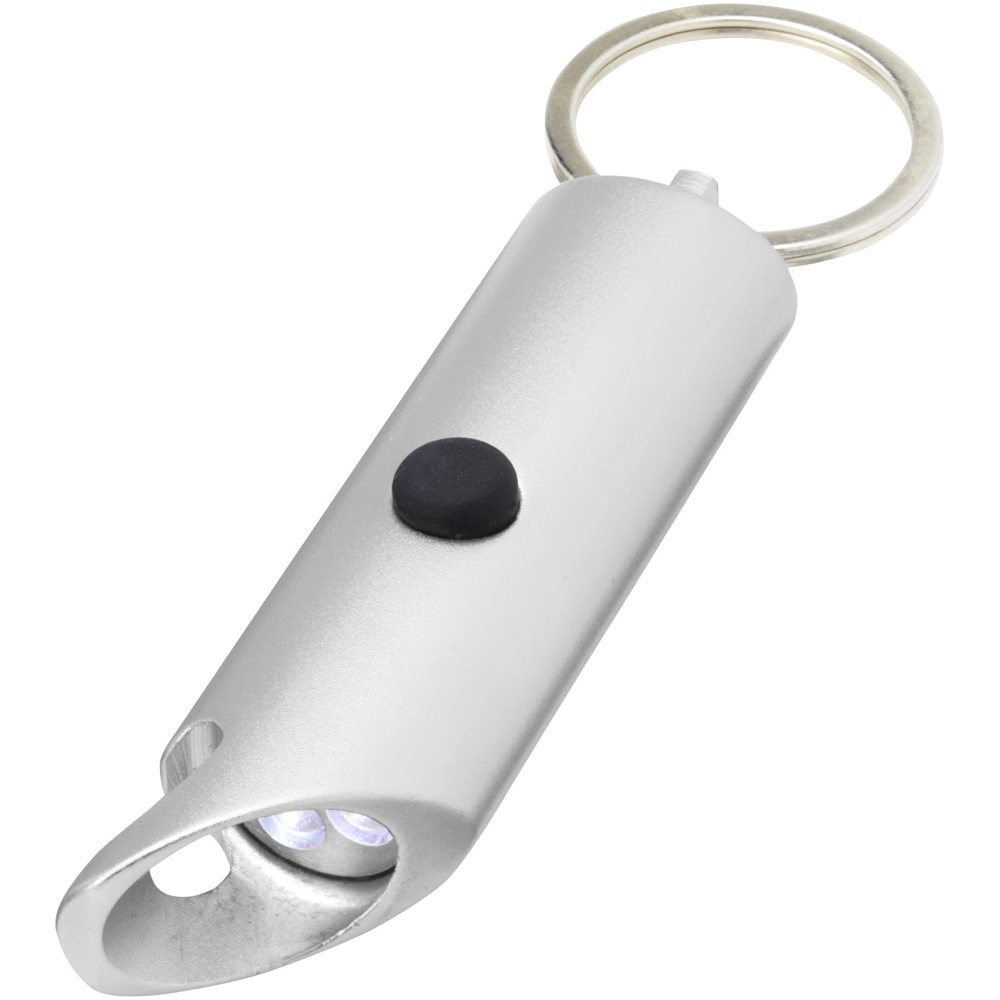Flare led-lamp en flesopener van gerecycled aluminium met sleutelhanger - Zilver