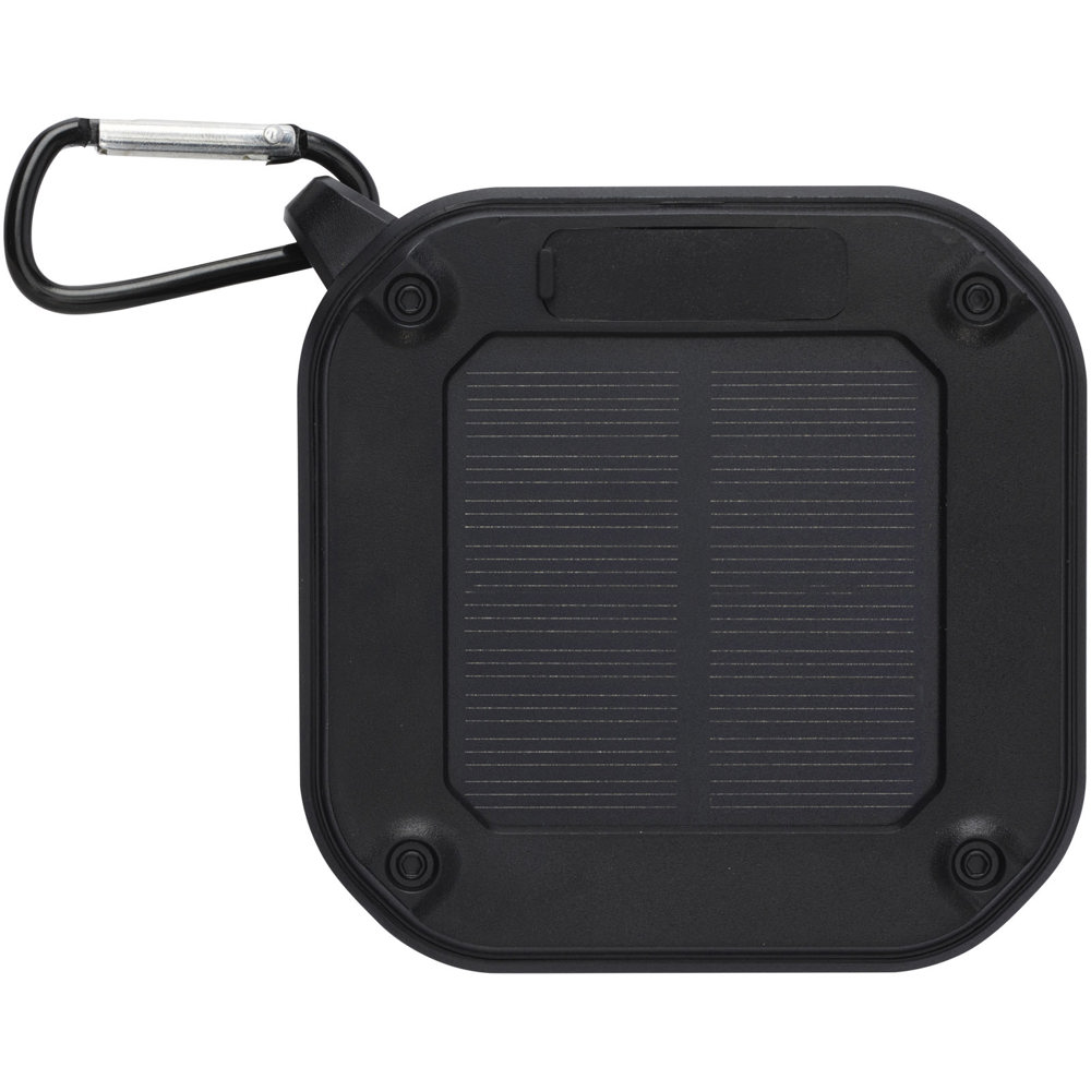 Solo IPX5 Bluetooth® speaker op zonne-energie van 3 W van RCS gerecycled plastic met karabijnhaak 