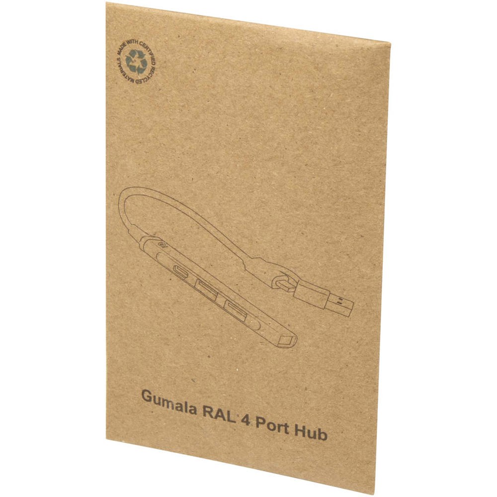 Alkaid 4 poorts USB-A en Type-C hub van gerecycled aluminium met dubbele ingang