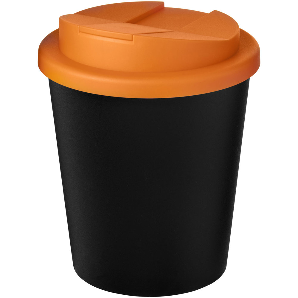Americano® Espresso Eco 250 ml gerecyclede beker met knoeibestendig deksel - Zwart, Oranje