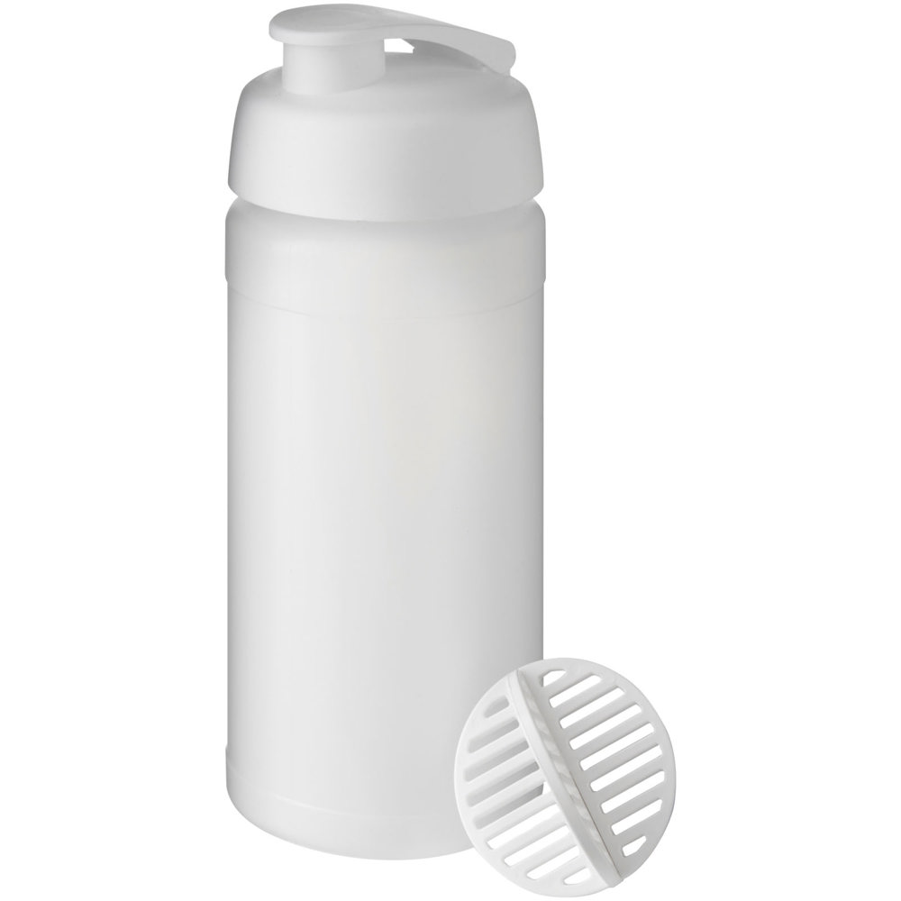Baseline® Plus 500 ml sportfles met shaker bal - Wit, Mat helder