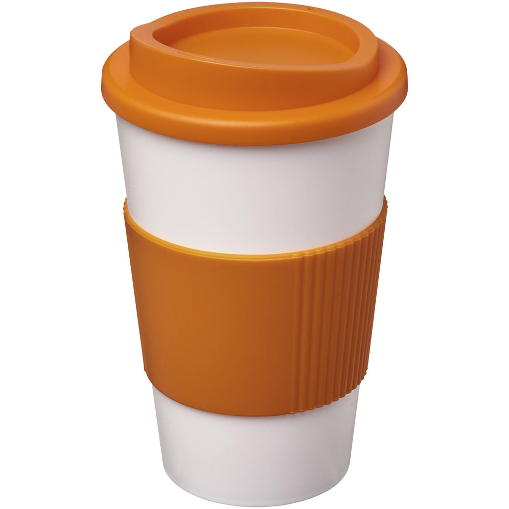 Americano® geïsoleerde beker van 350 ml met handgreep - Oranje, Wit