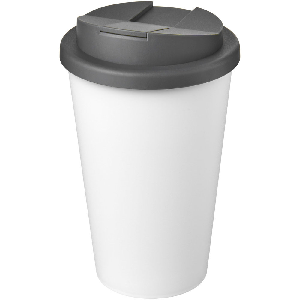 Americano® Eco 350 ml gerecyclede beker met spill-proof deksel - Grijs, Wit