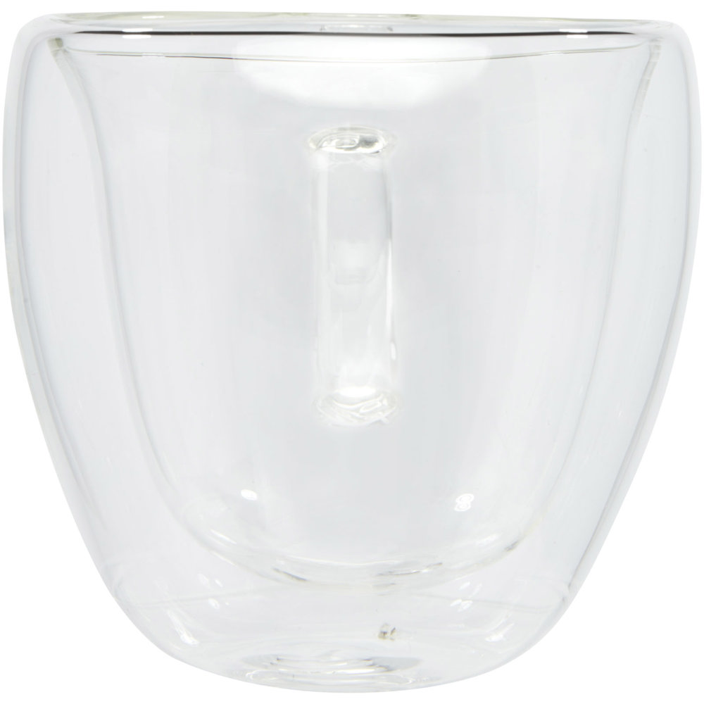 Manti 100 ml 2-delige dubbelwandige glazen kop met bamboe onderzetter 