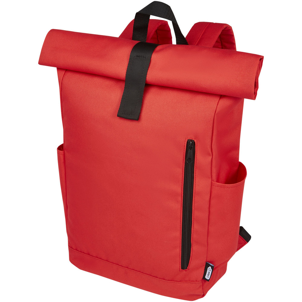 Byron 15,6" rugzak van GRS RPET met opgerolde bovenkant 18 L - Rood