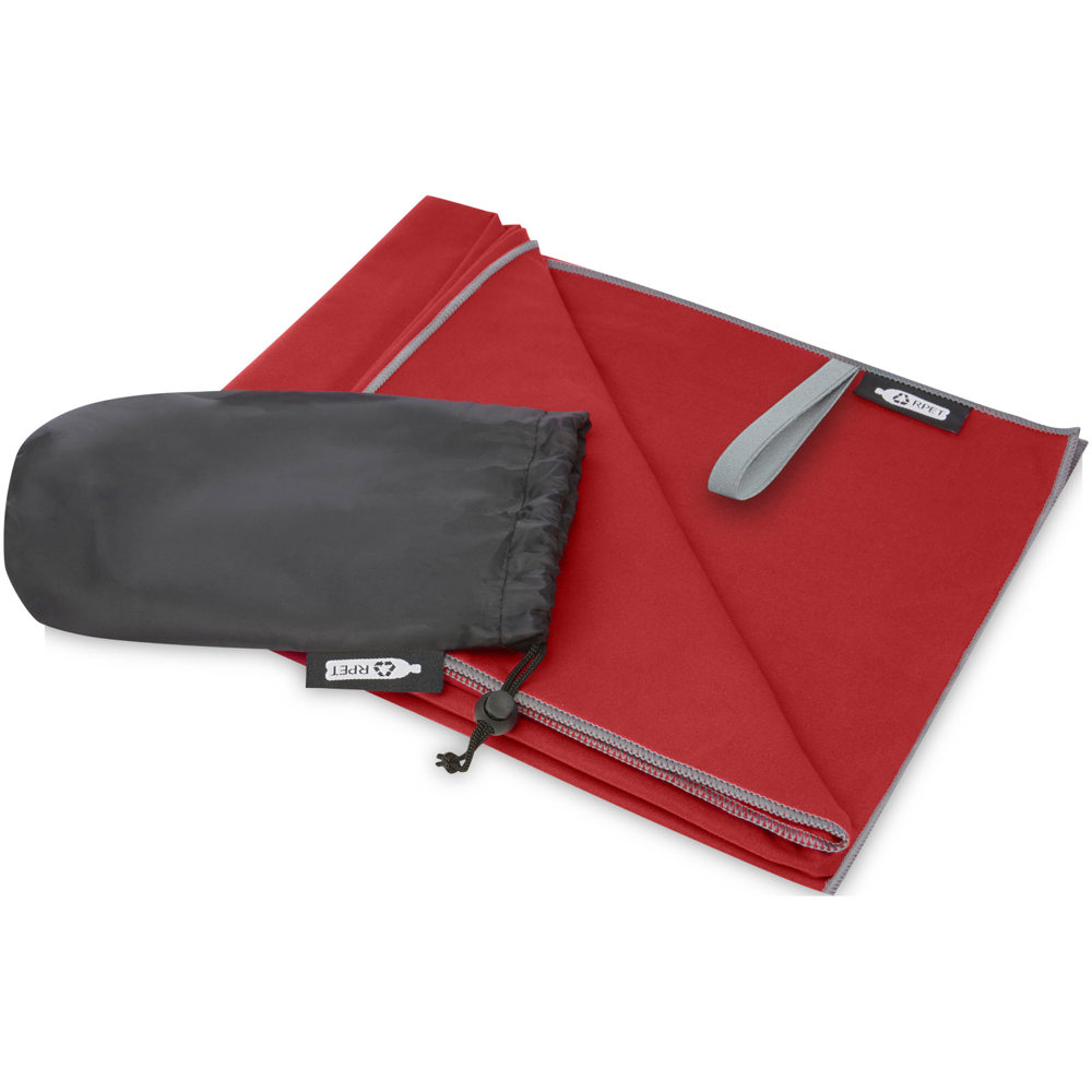 Pieter ultra lichtgewicht en sneldrogende handdoek van gerecycled PET 130 x 80 cm - Rood