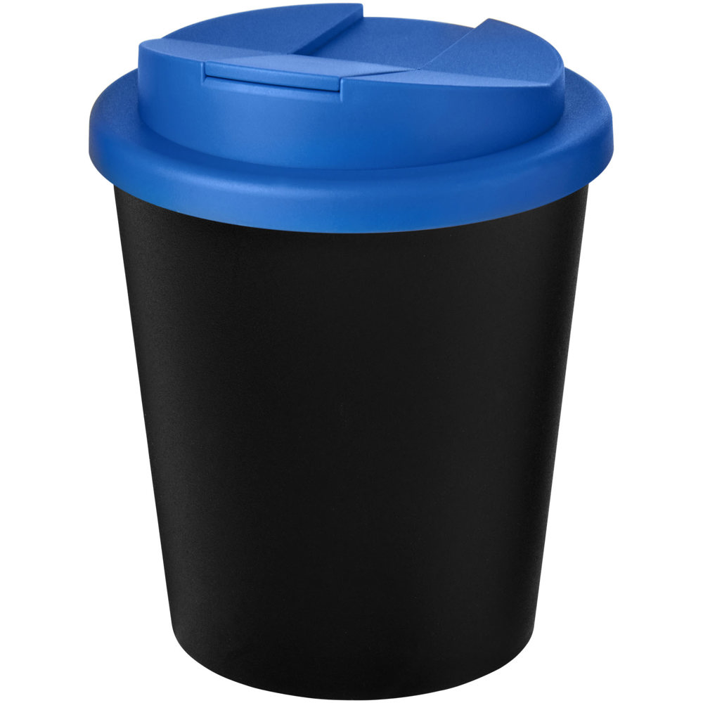 Americano® Espresso Eco 250 ml gerecyclede beker met knoeibestendig deksel - Zwart, Middenblauw
