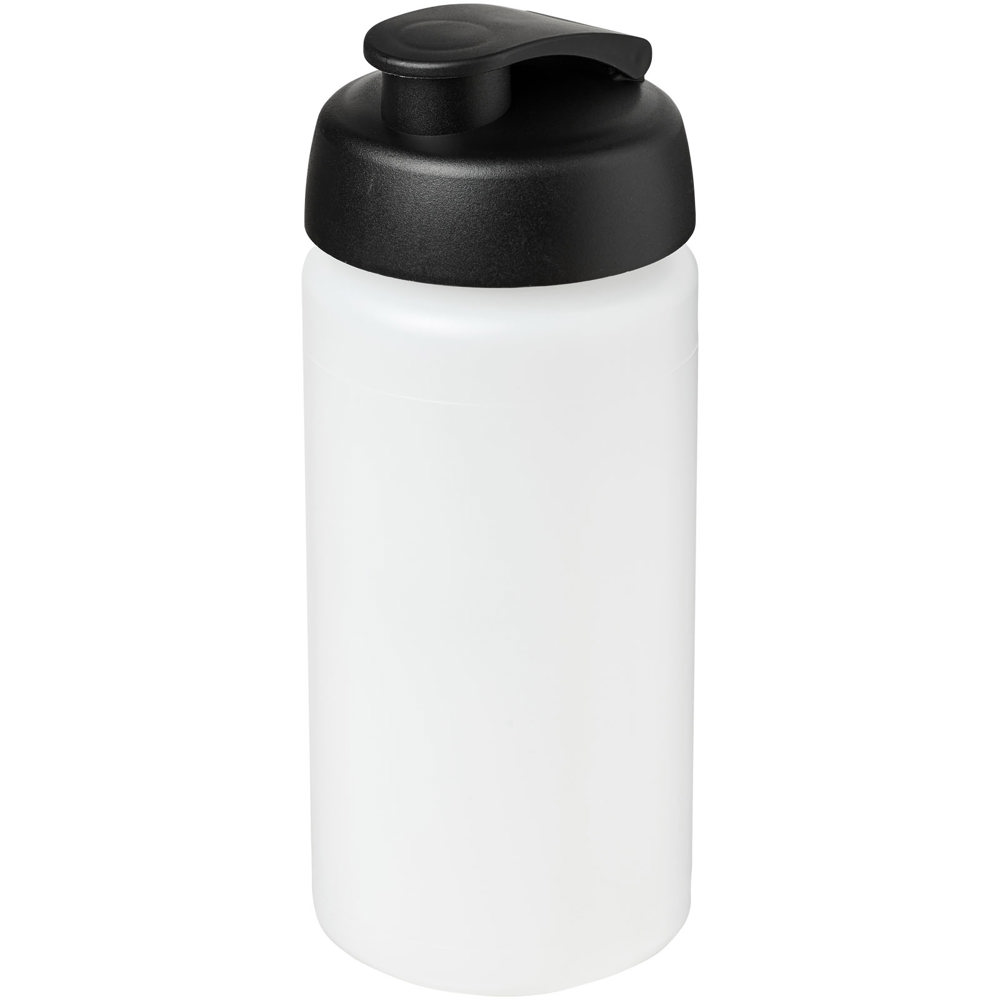 Baseline® Plus grip 500 ml sportfles met flipcapdeksel - Transparent, Zwart