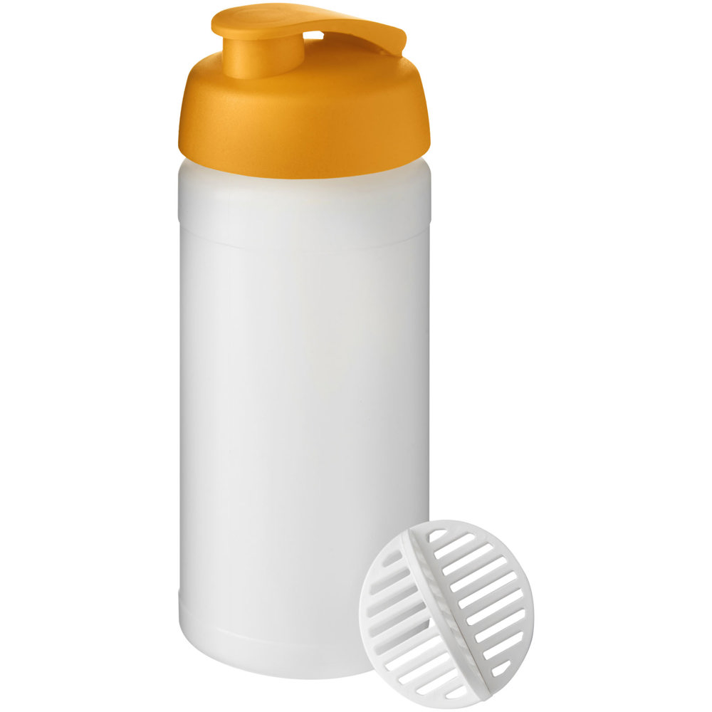 Baseline® Plus 500 ml sportfles met shaker bal - Oranje, Mat helder