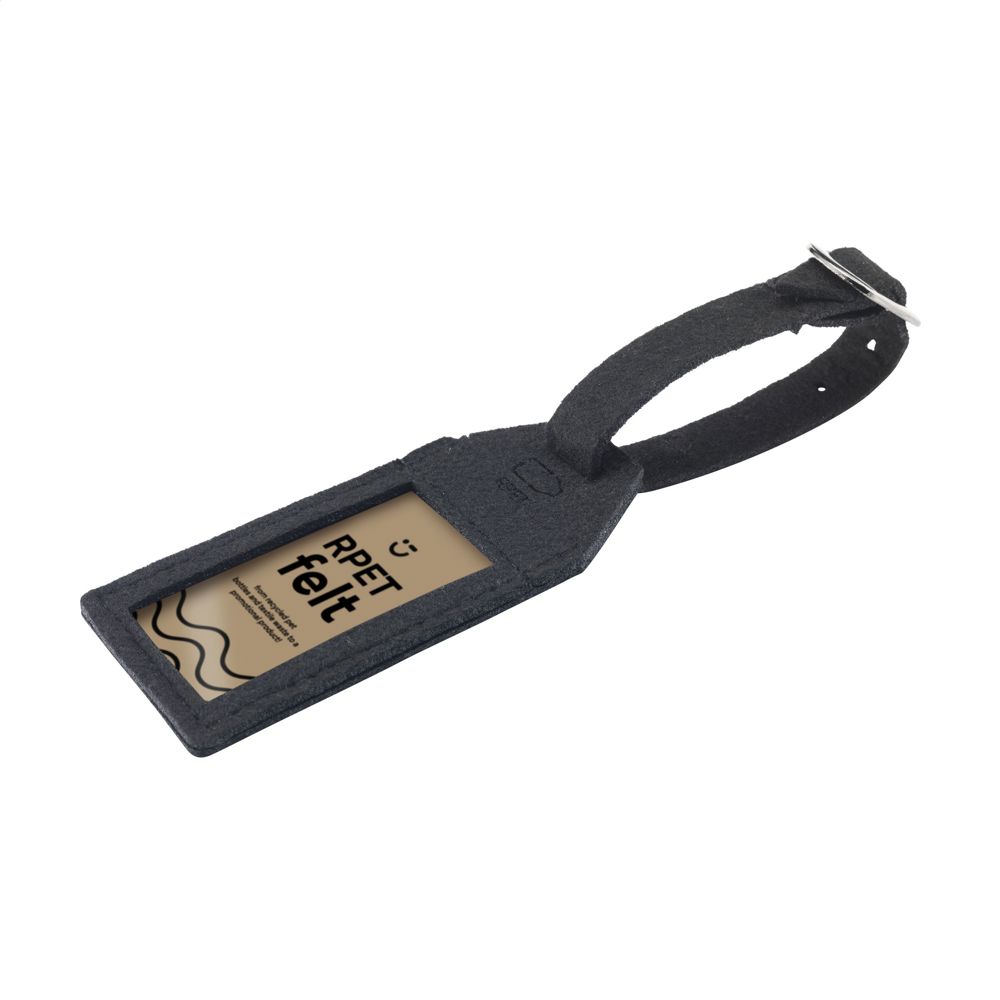 RPET Felt GRS Luggage Tag bagagelabel - Zwart