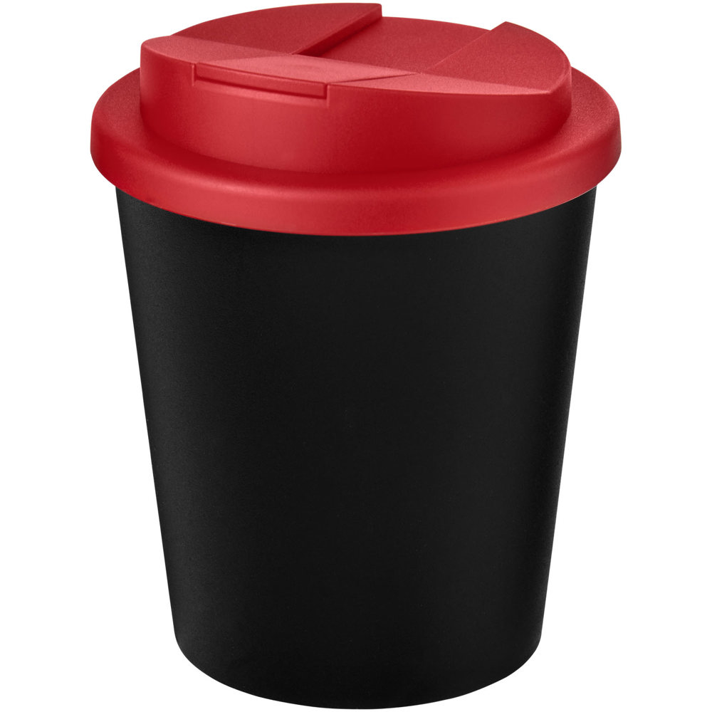 Americano® Espresso Eco 250 ml gerecyclede beker met knoeibestendig deksel - Zwart, Rood