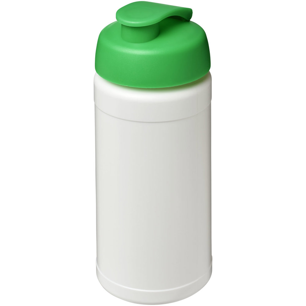 Baseline 500 ml gerecyclede drinkfles met klapdeksel - Wit, Groen
