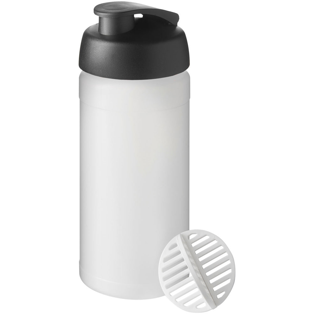 Baseline® Plus 500 ml sportfles met shaker bal - Zwart, Mat helder