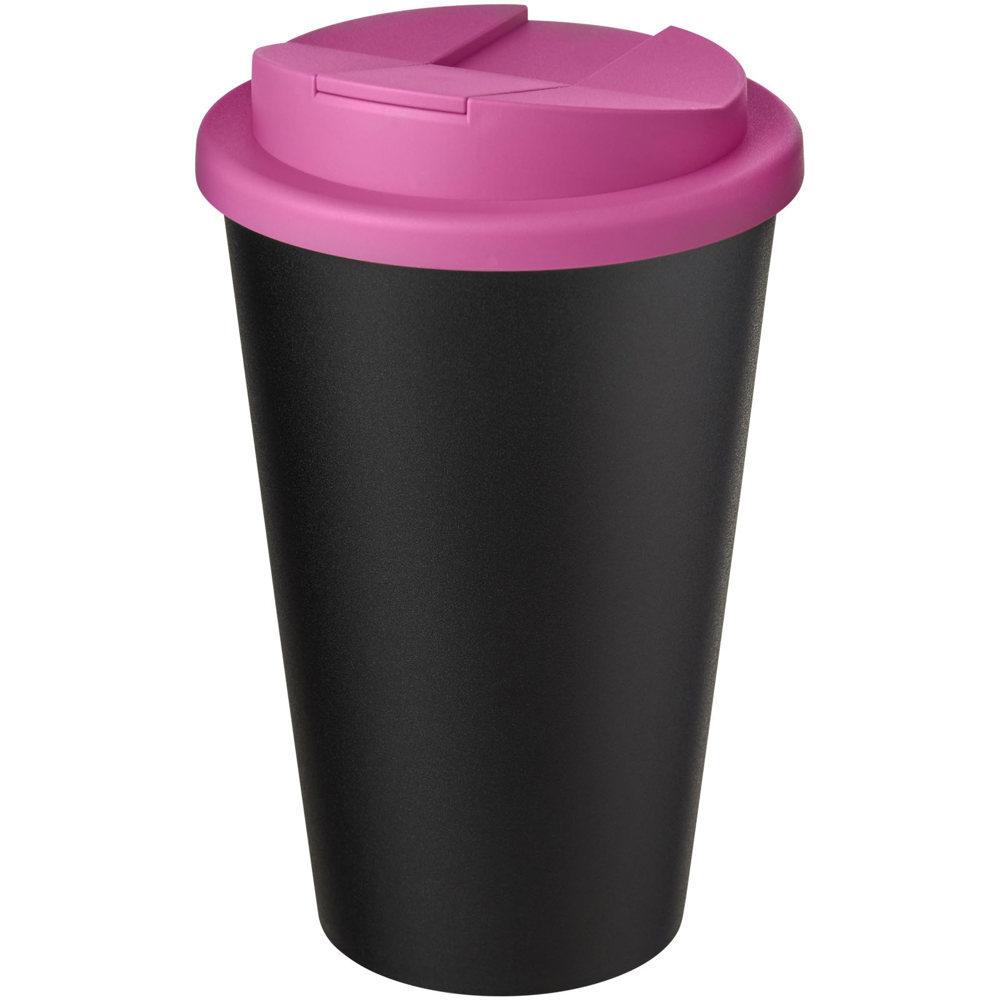 Americano® Eco 350 ml gerecyclede beker met spill-proof deksel - Roze, Zwart