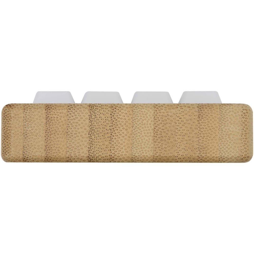 Algol telefoonstandaard en fidgetspeeltje van gerecycled plastic met bamboedetails