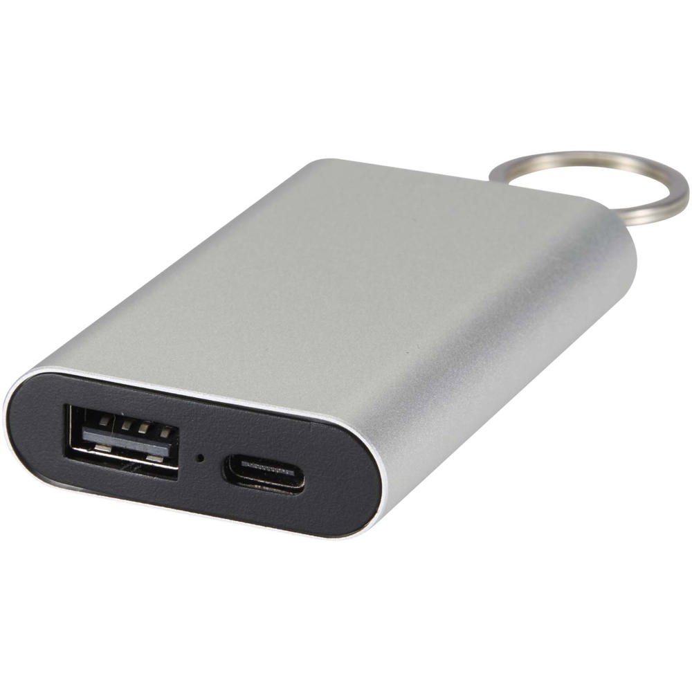 Arcturus powerbank van 2000 mAh van gerecycled aluminium met sleutelhanger