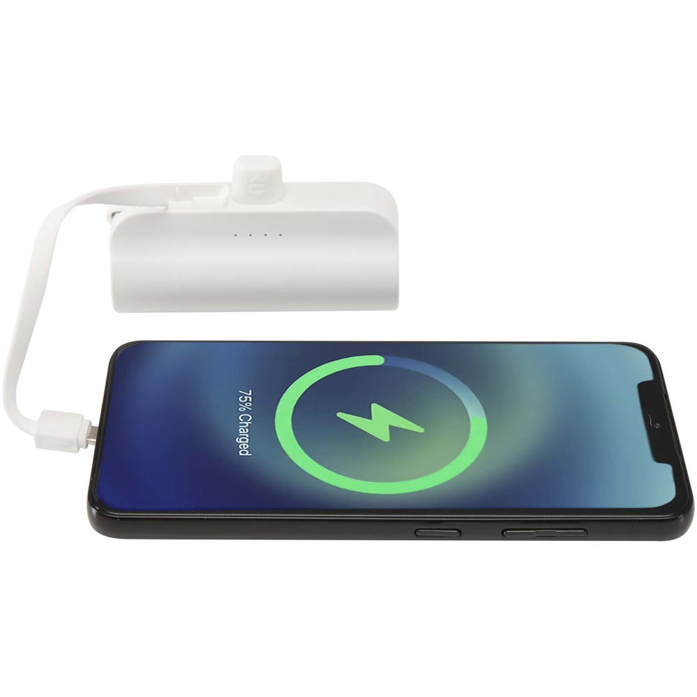 Alnair Type-C powerbank van 5000 mAh 10 W van gerecycled plastic met ingebouwde klapstandaard en 2 in 1 kabel