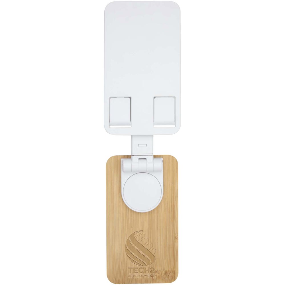 Alfirk opvouwbare bureautelefoonstandaard van gerecycled plastic met bamboedetails