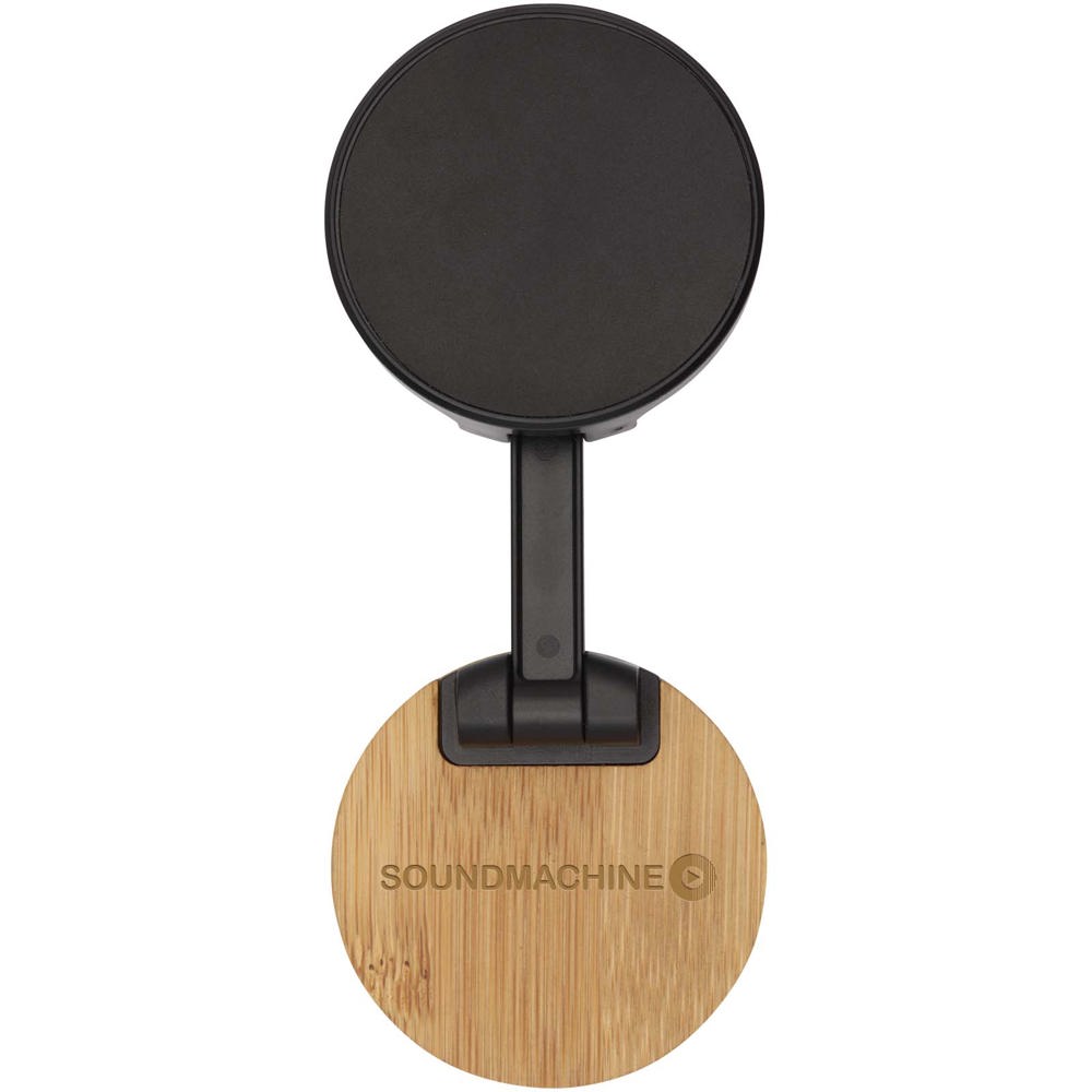 Alcor opvouwbare magnetische telefoonstandaard van gerecycled plastic met bamboedetails