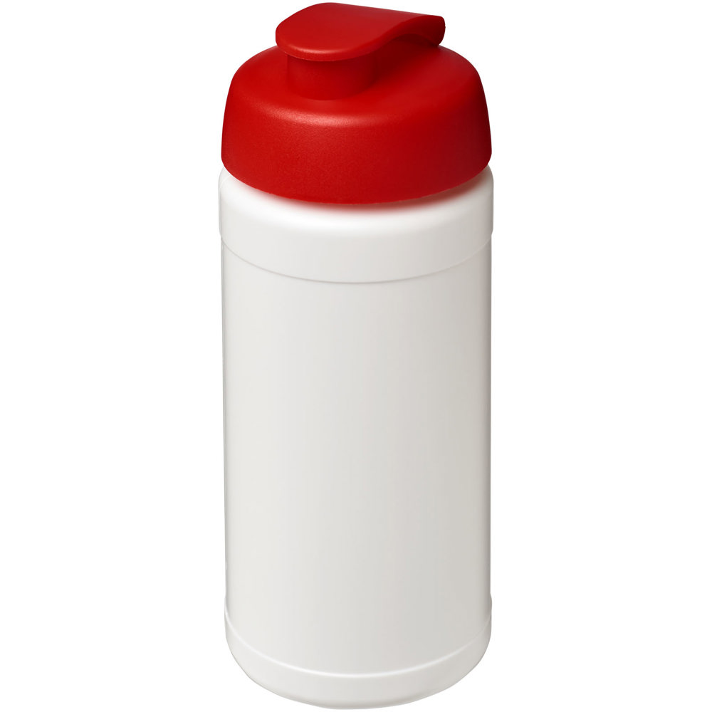 Baseline 500 ml gerecyclede drinkfles met klapdeksel - Wit, Rood