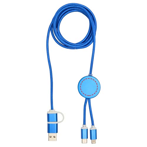 Alasia 5-in-1 150 cm datasynchronisatie- en 27 W snellaadkabel van gerecycled aluminium en plastic