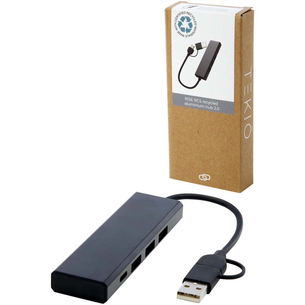 Rise USB 2.0 hub van RCS gerecycled aluminium