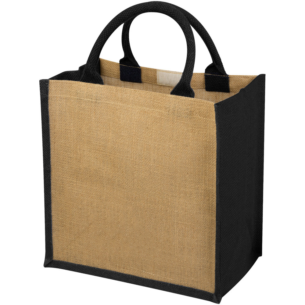 Chennai jute draagtas 16L - Natuur, Zwart