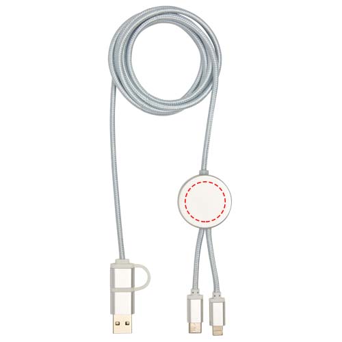 Alasia 5-in-1 150 cm datasynchronisatie- en 27 W snellaadkabel van gerecycled aluminium en plastic