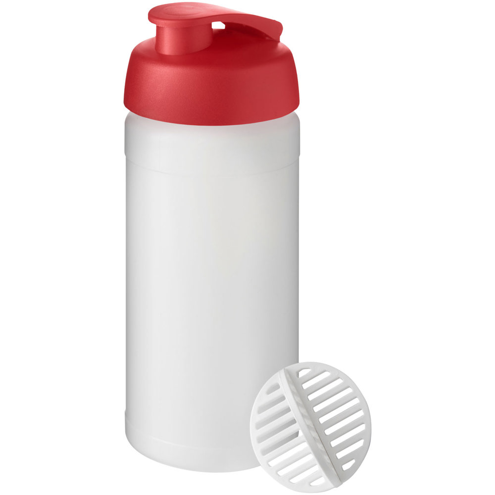 Baseline® Plus 500 ml sportfles met shaker bal - Rood, Mat helder