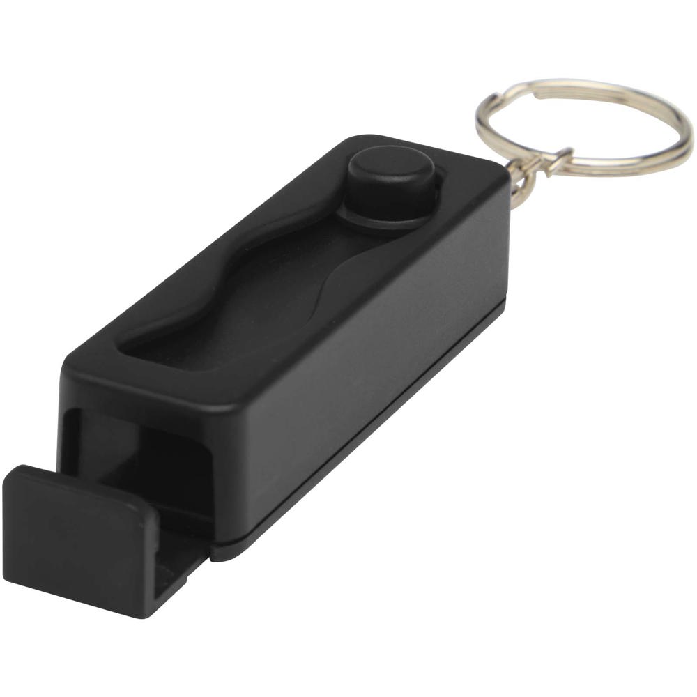 Aggia telefoonstandaard van gerecycled plastic met fidgetspeeltje