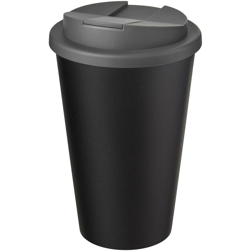 Americano® Eco 350 ml gerecyclede beker met spill-proof deksel - Grijs, Zwart
