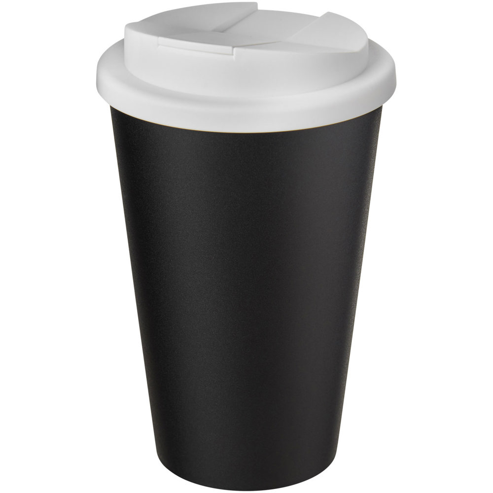 Americano® Eco 350 ml gerecyclede beker met spill-proof deksel - Wit, Zwart