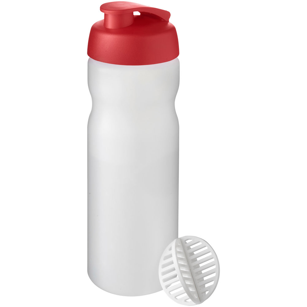 Baseline® Plus 650 ml sportfles met shaker bal - Rood, Mat helder