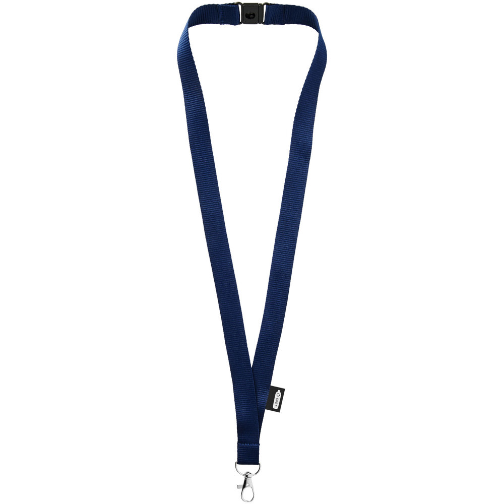 Tom gerecyclede PET lanyard met veiligheidssluiting - Marineblauw